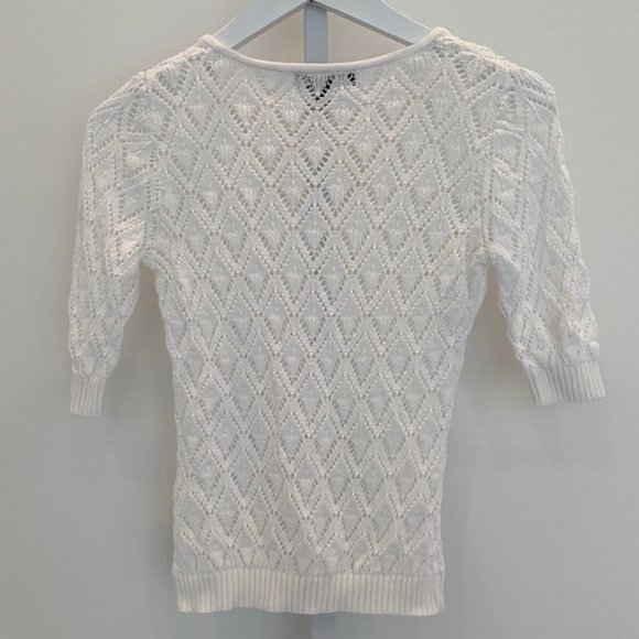 AUDREY TALBOTT WHITE V-NECK KNIT SOFT SWEATER XS - Picture 7 of 15